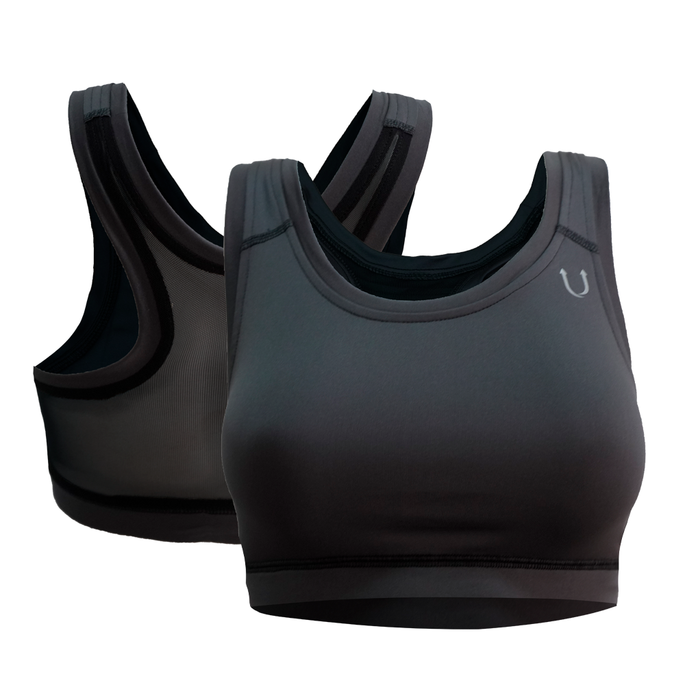 Sport Bra Dama Gris Espalda ligera negra