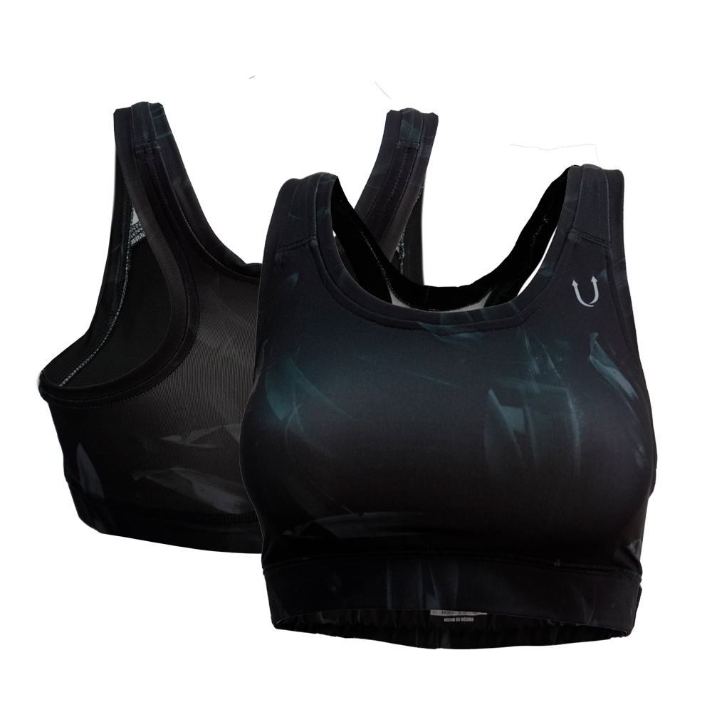Sport Bra Negro Pinceleado