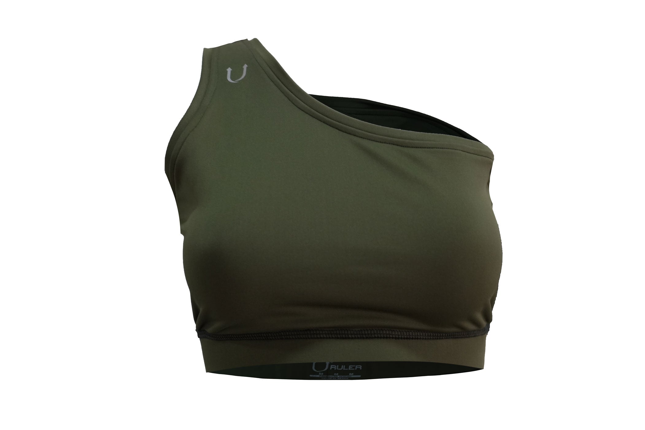 Sport Bra Dama Una Manga Verde Olivo
