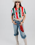 Jersey corto futbol México rayas tricolor