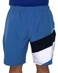 Short deportivo azul bloques negro con blanco
