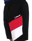 Short deportivo negro bloques rojo con blanco